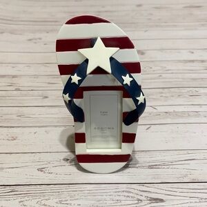 Sonoma Flip Flop Picture Frame Beach Decor USA Stars Stripes Red White Blue